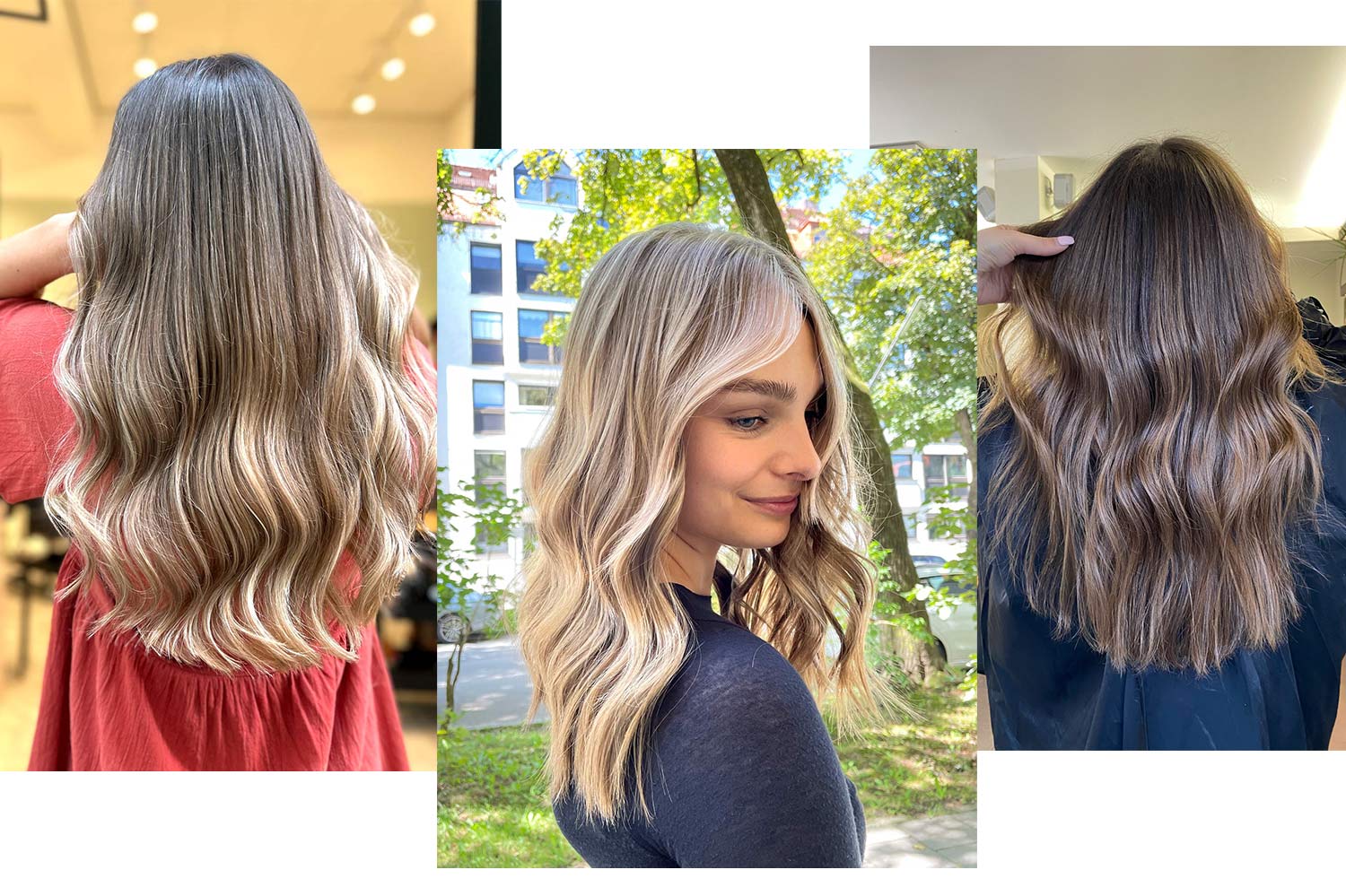 Bild von drei Balayage Beispielen
